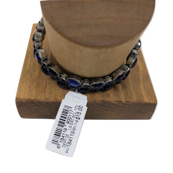 Dress Barn Blue Rhinestone Bangle Bracelet - Picture 3 of 4